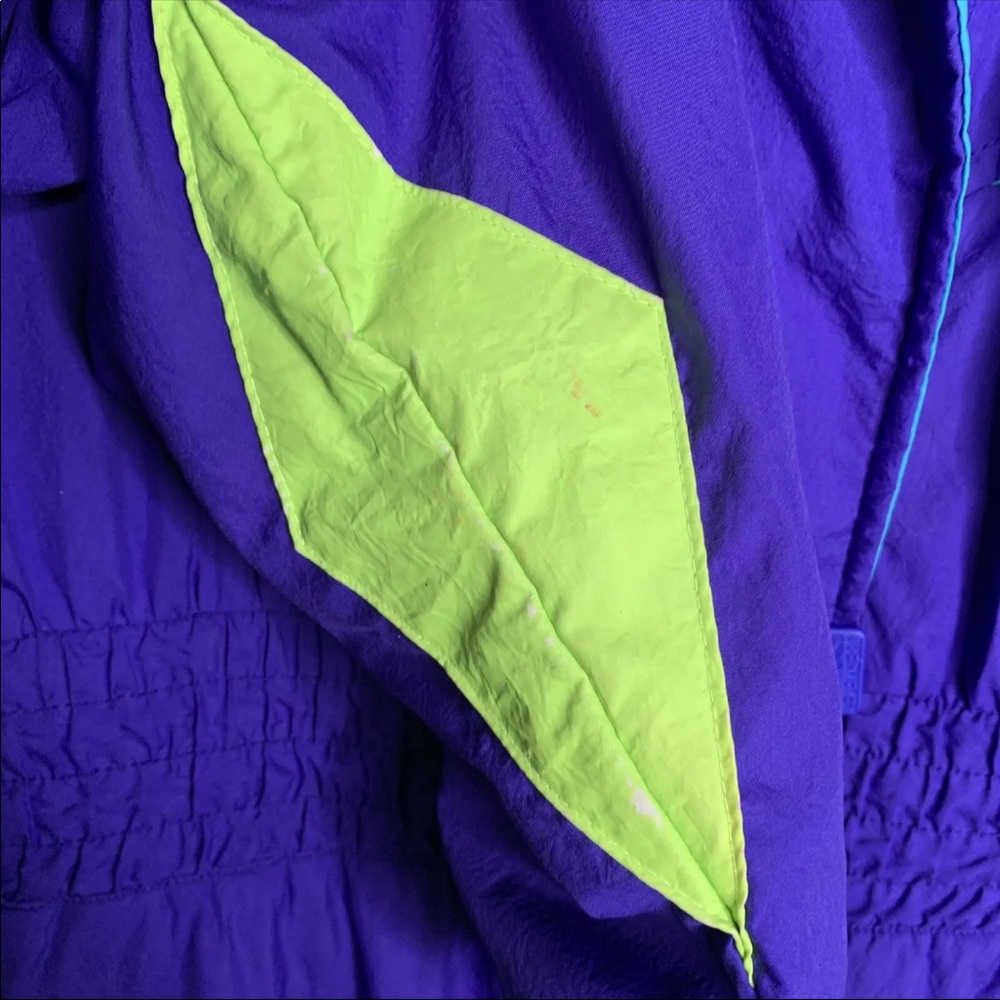 SOLD Vtg Obermeyer Womens One Piece Snow Ski Suit Purple Blue Neon Retro Size 10 - Picture 4 of 12